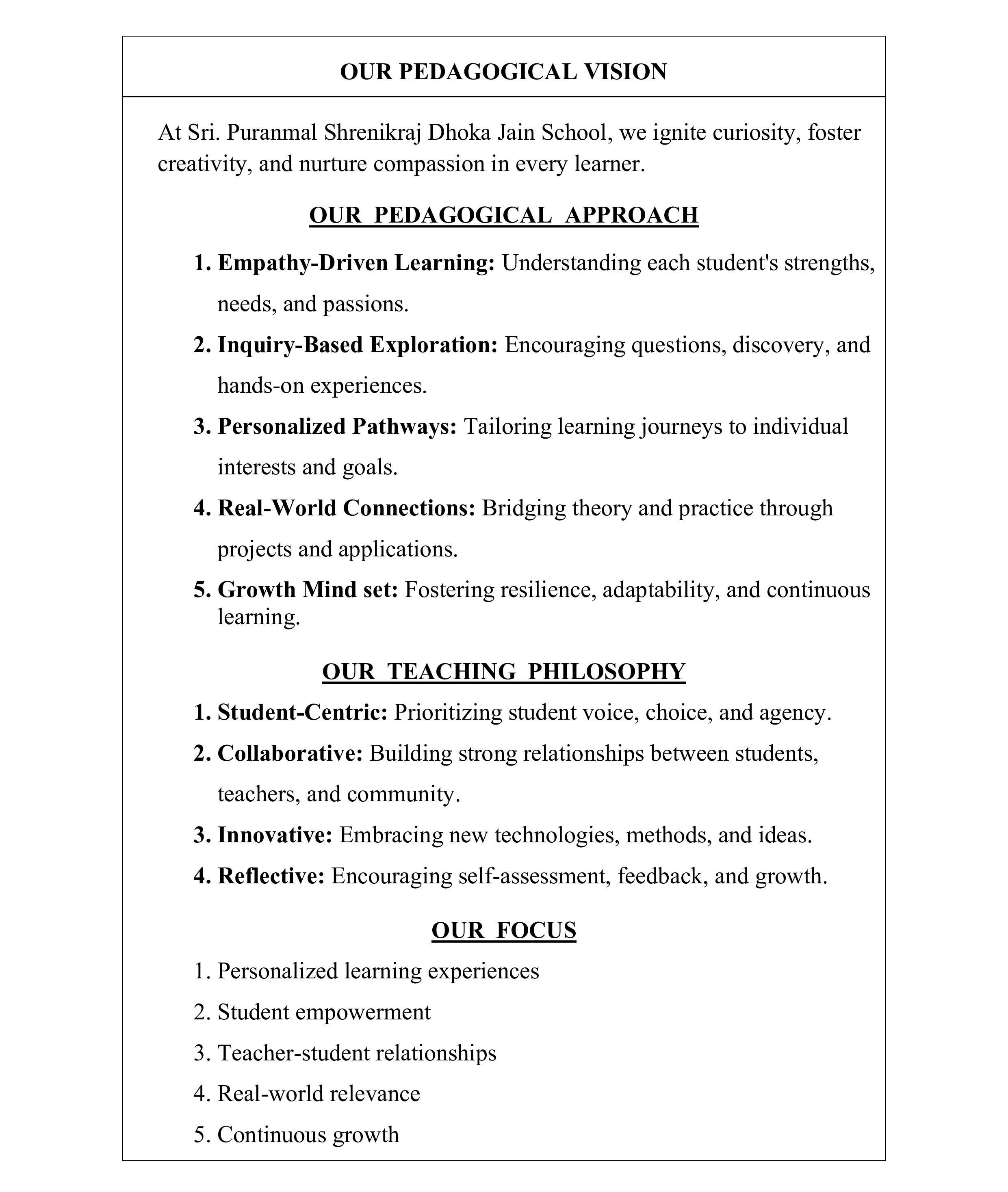 Pedagogical Approach